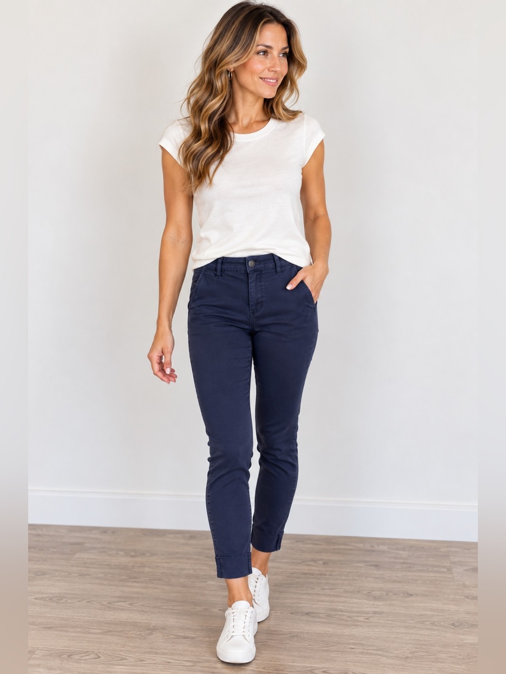 Cosmic Blue Love Navy Skinny Ankle Pants Size 25 Stretch Chino
